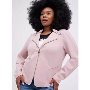 Torrid Studio Ponte Zip-Front Jacket Pale Mauve Moto Plus Size Edgy NWT 4 4X